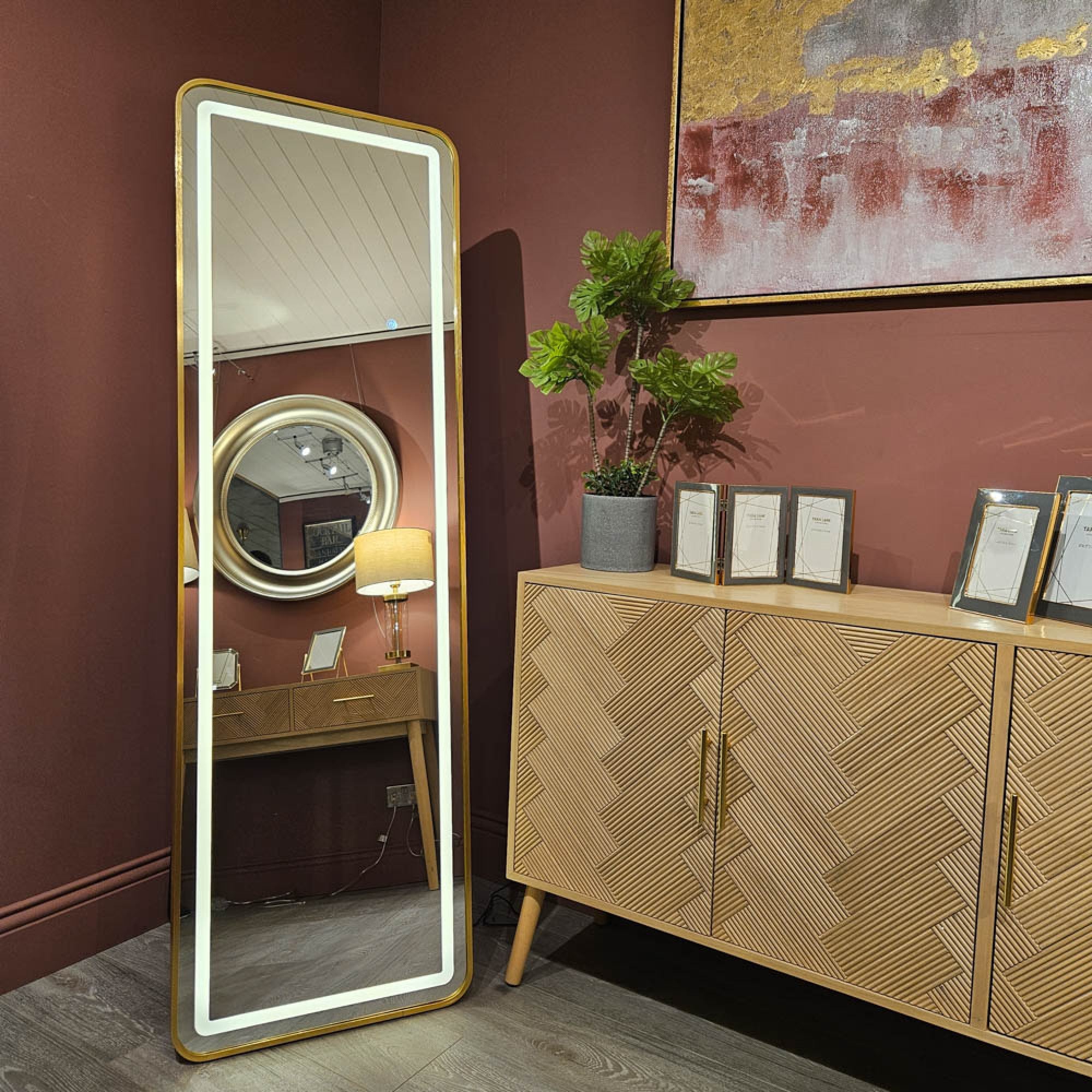 Modena LED Cheval Mirror | Gold