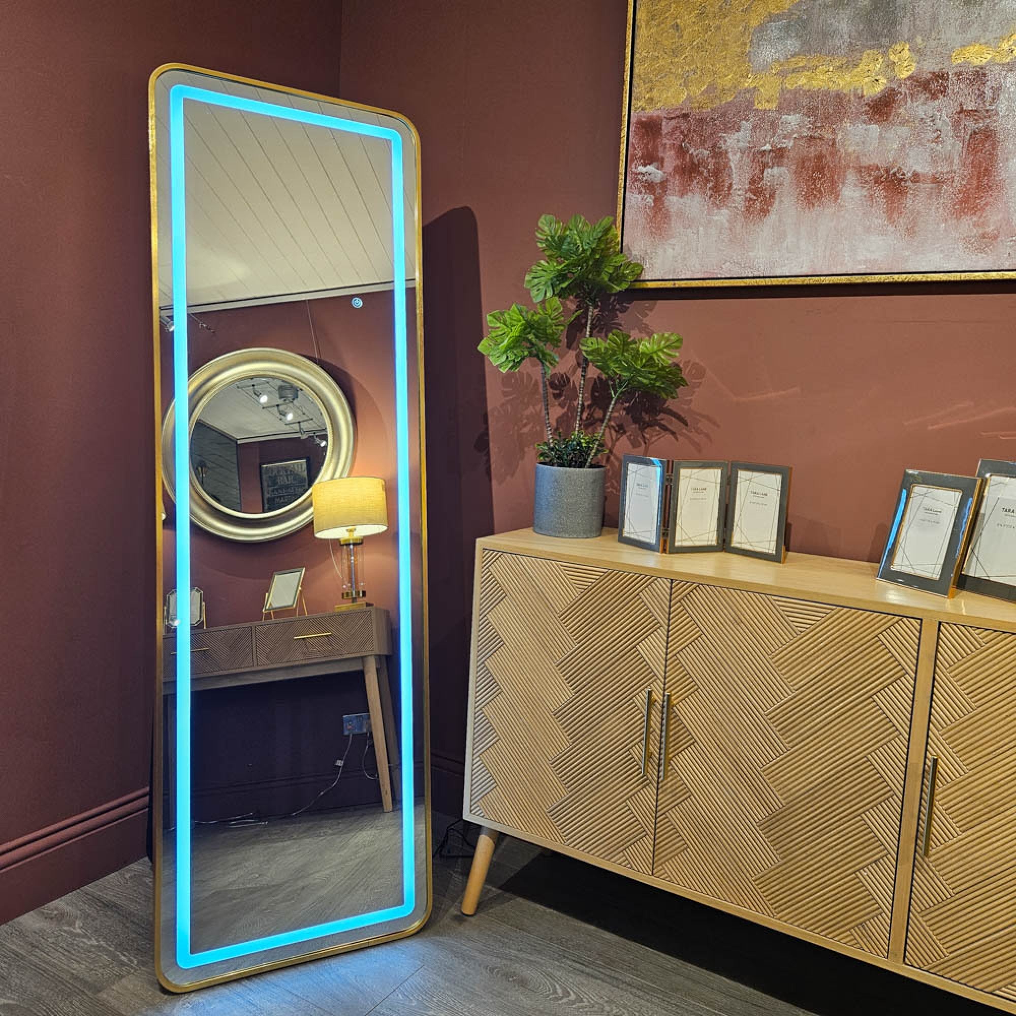 Modena LED Cheval Mirror | Gold
