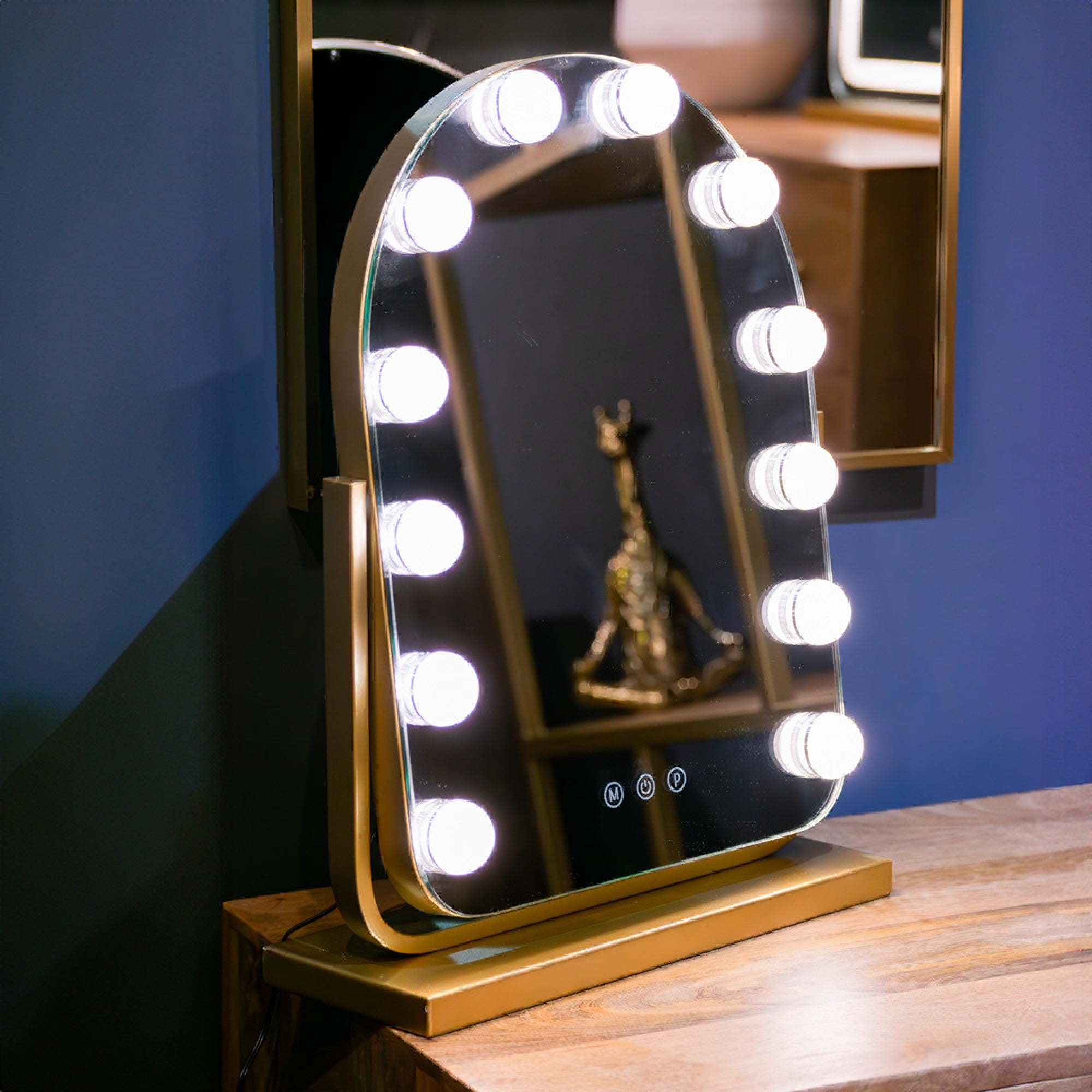 Hollywood Bulb Arch Vanity Mirror | Gold