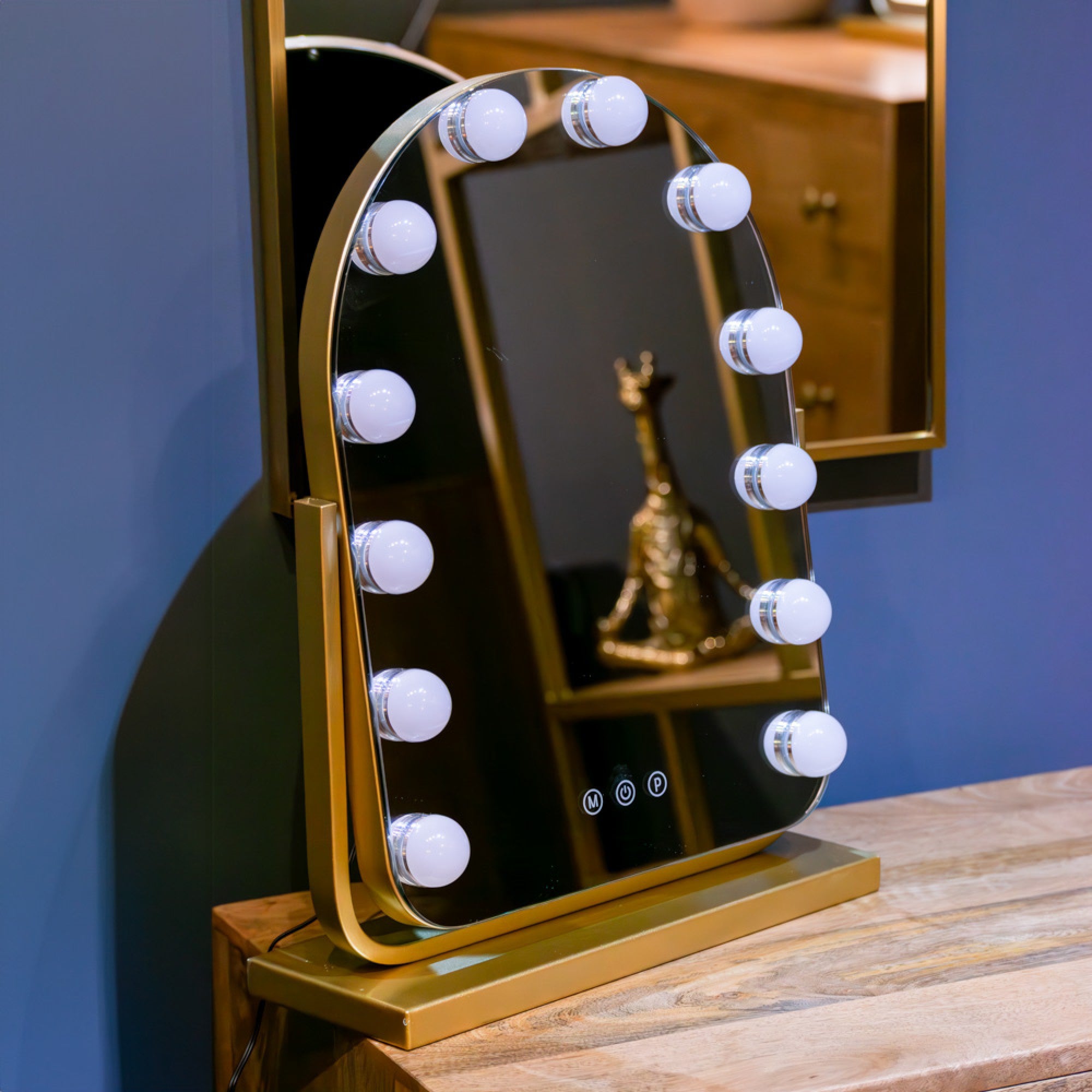 Hollywood Bulb Arch Vanity Mirror | Gold