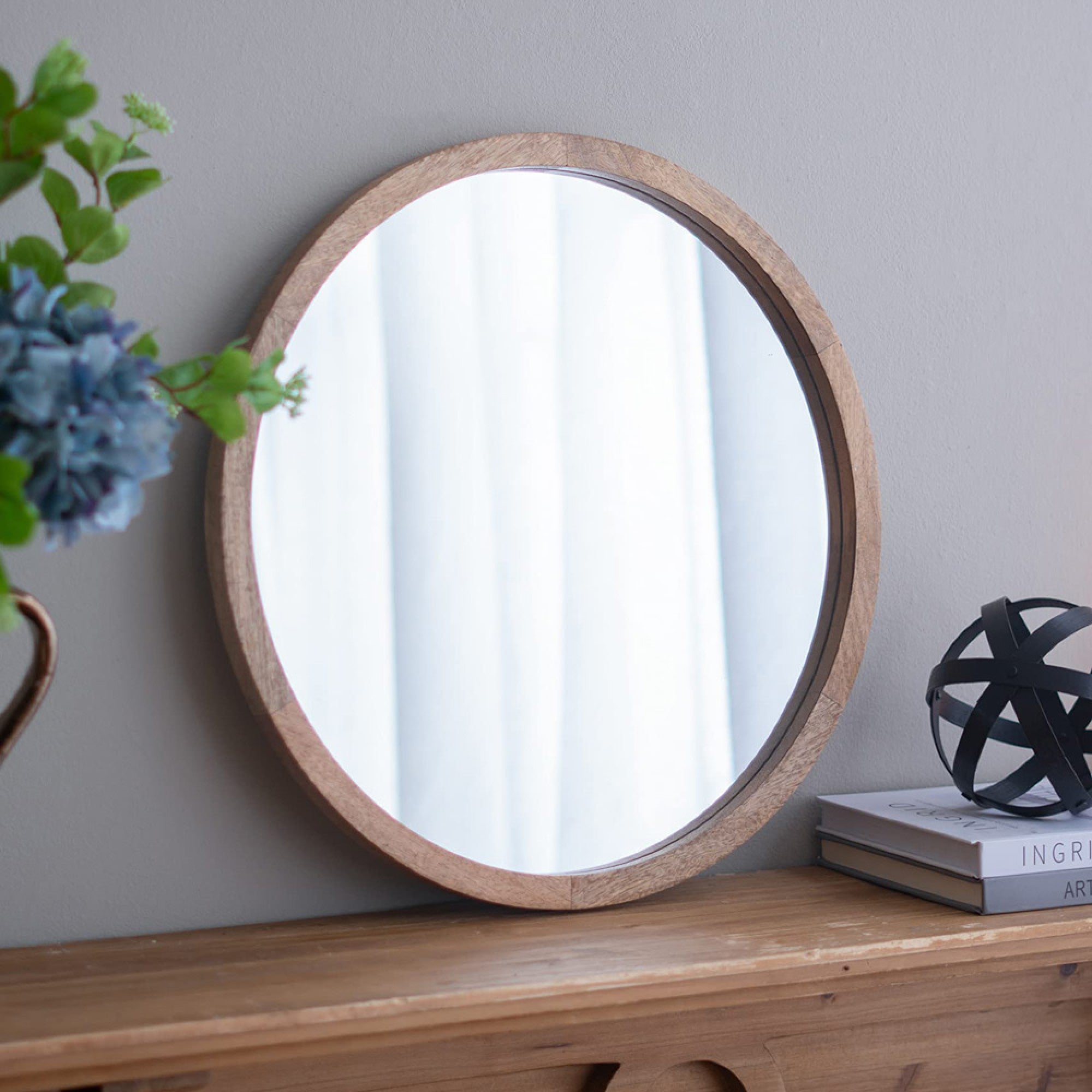 Round Wall Mirror | Wood & Gold