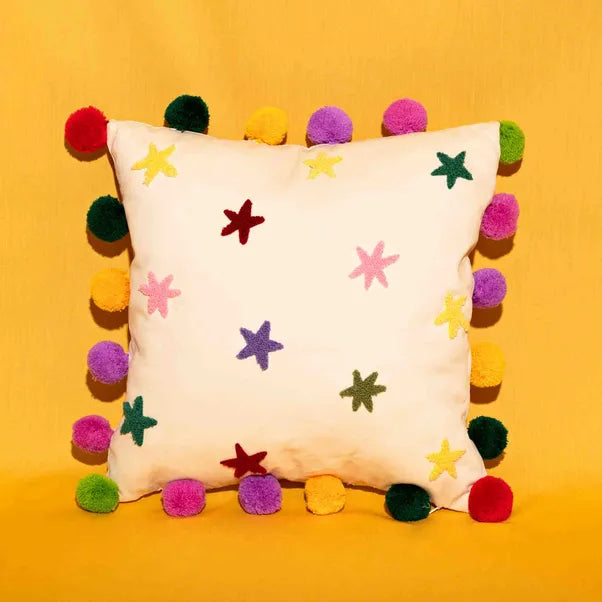 Raspberry Blossom | Tufted Stars Cushion