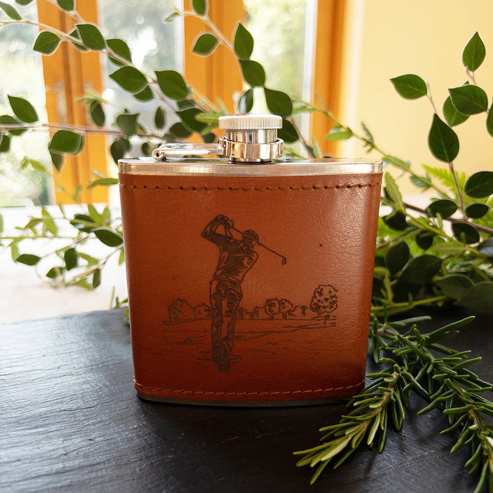 Golf Leather Hip Flask