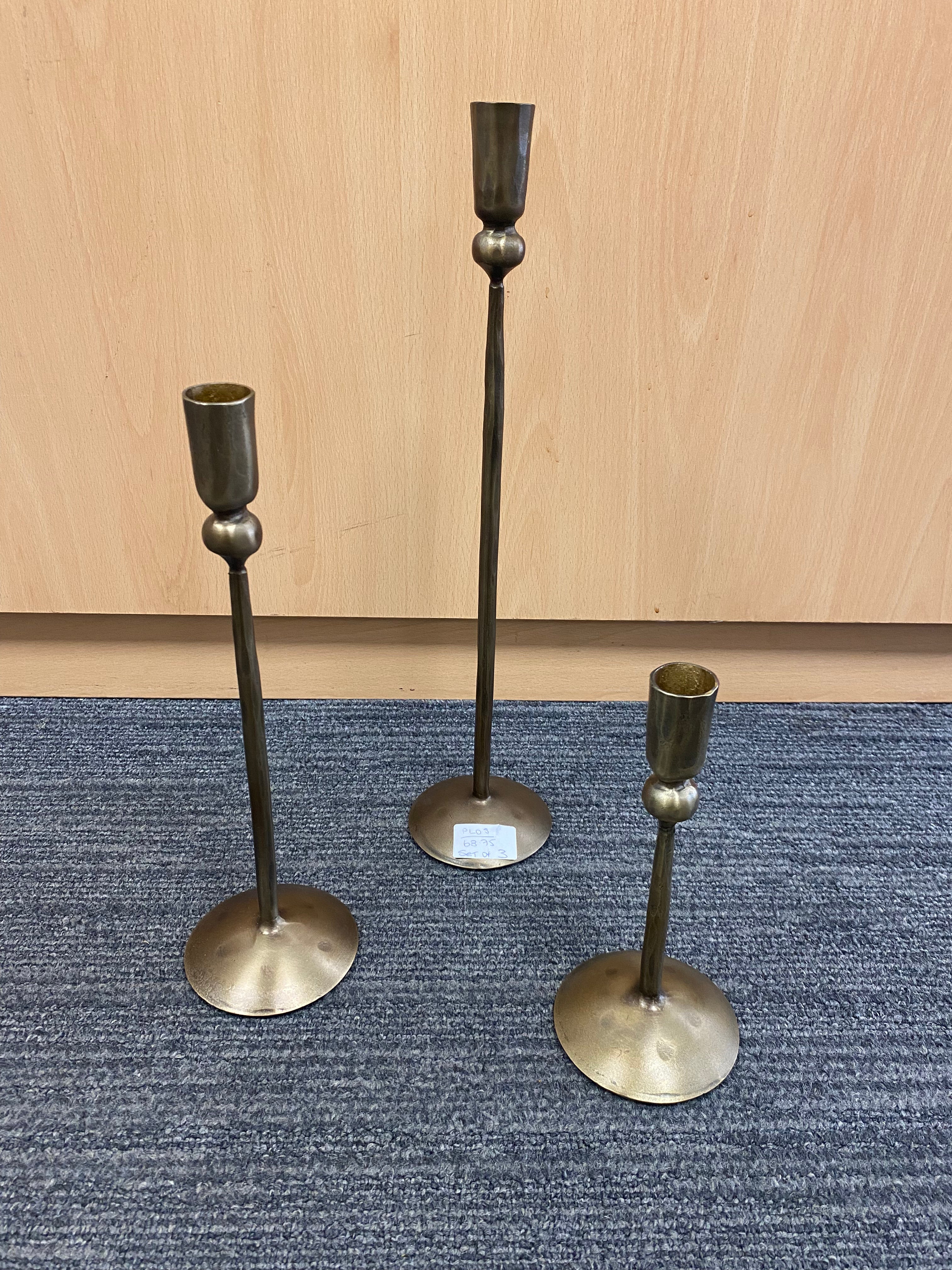 Gallery Direct Fargo Set of 3 Metal Candle Sticks