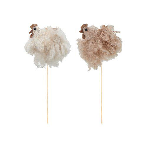 Fluffy Hen Sticks | Beige & Brown