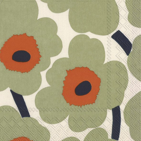 Unikko Cream Orange Green Collection | Lunch Napkins