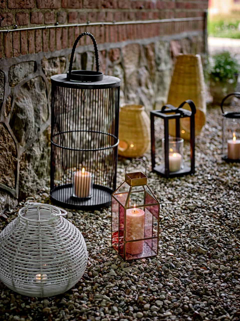 Drew Lantern | Rose Glass