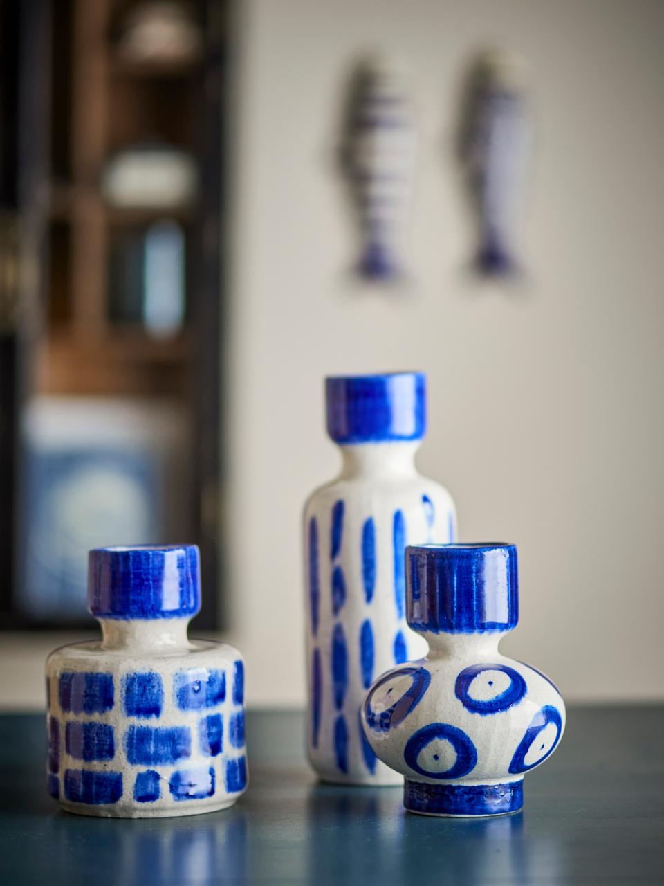 Romane Vase | Set of 3 Blue Stoneware