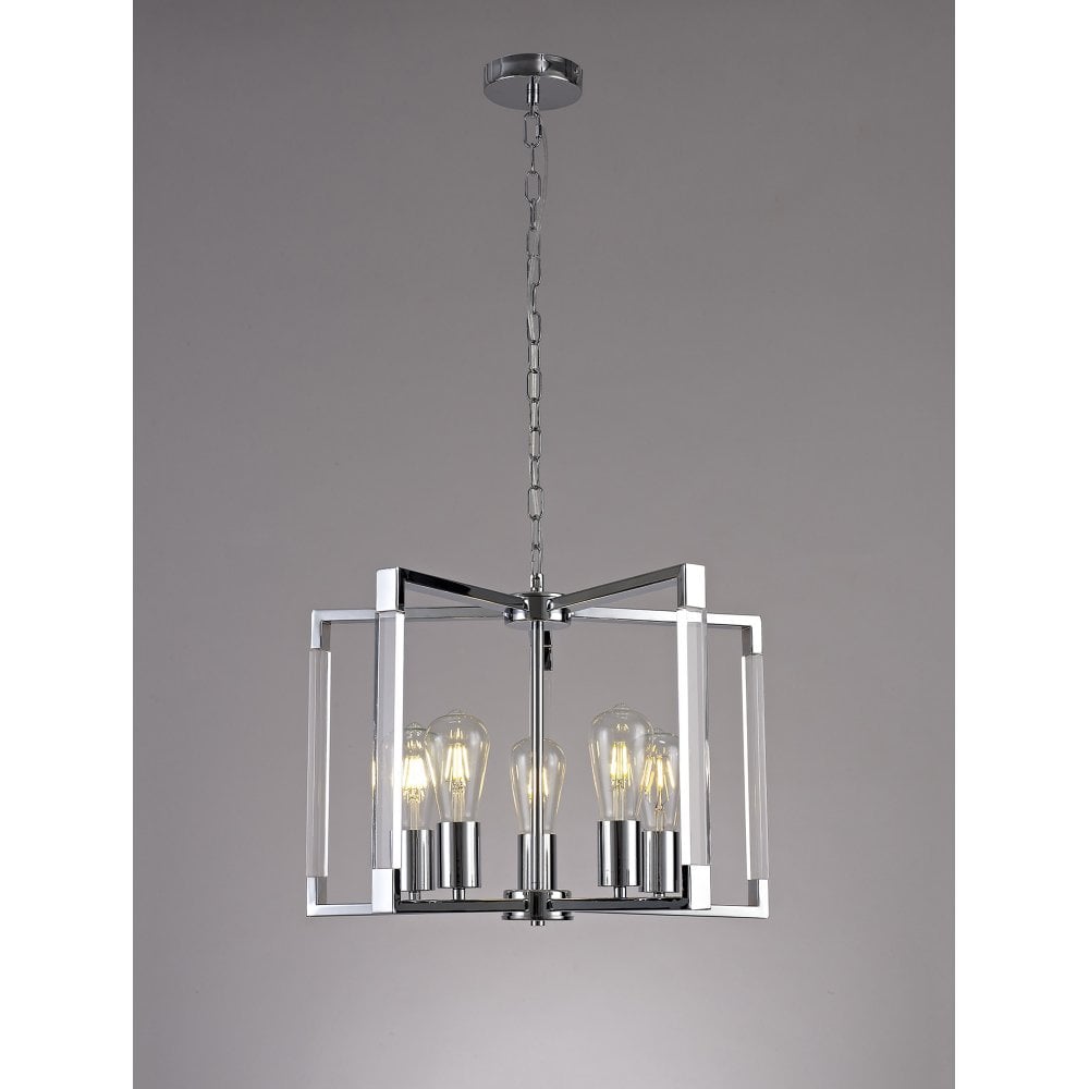 Canto Pendant 5 Light Polished Nickel/Acrylic
