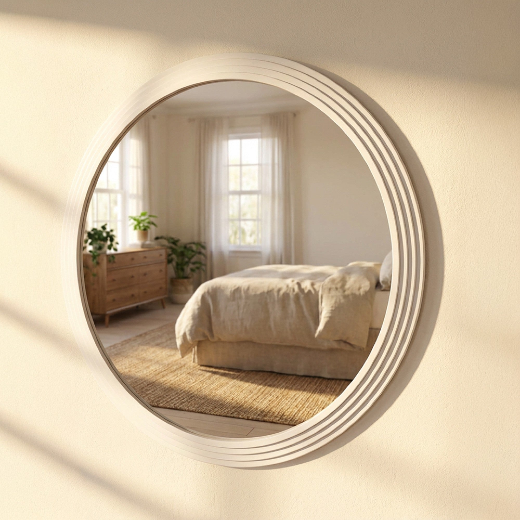 Stepped Round Wall Mirror | 90cm