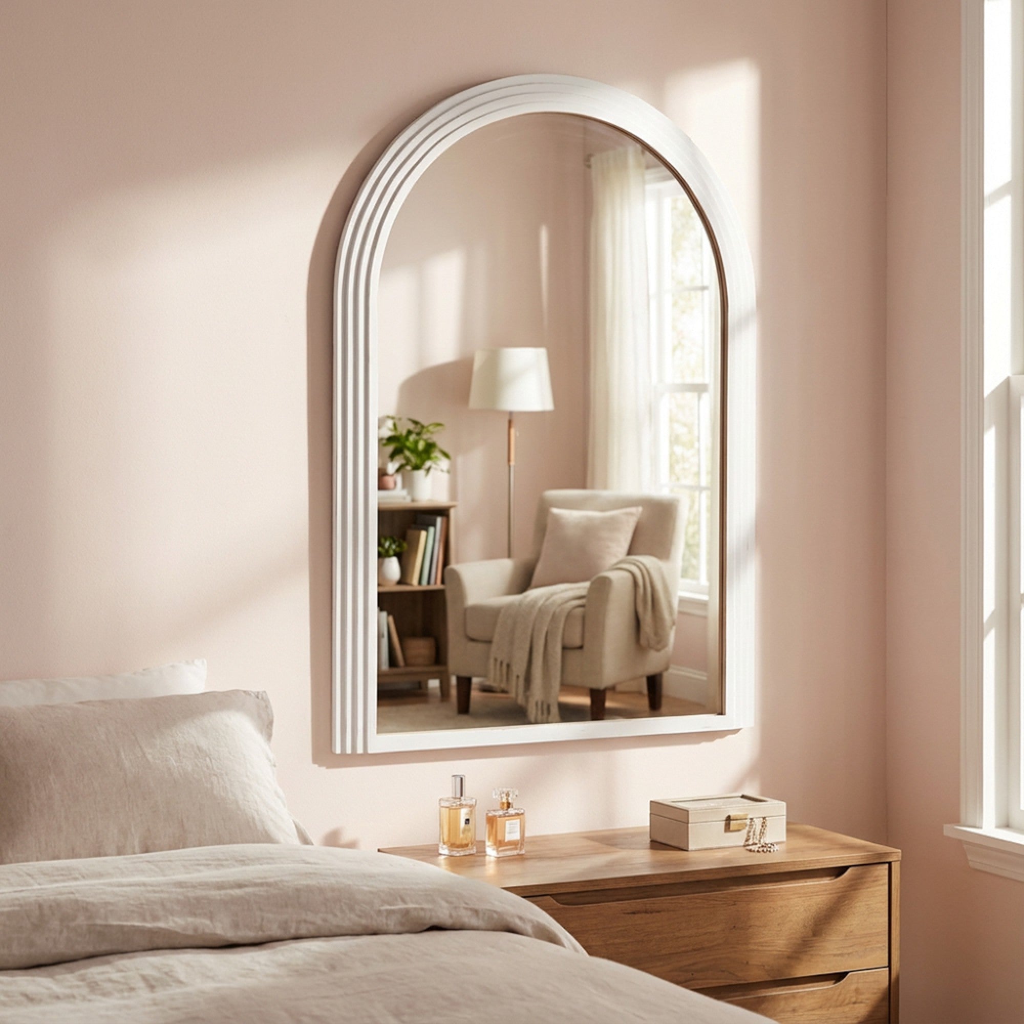 Stepped Arched Wall Mirror Oyster | 70x100cm