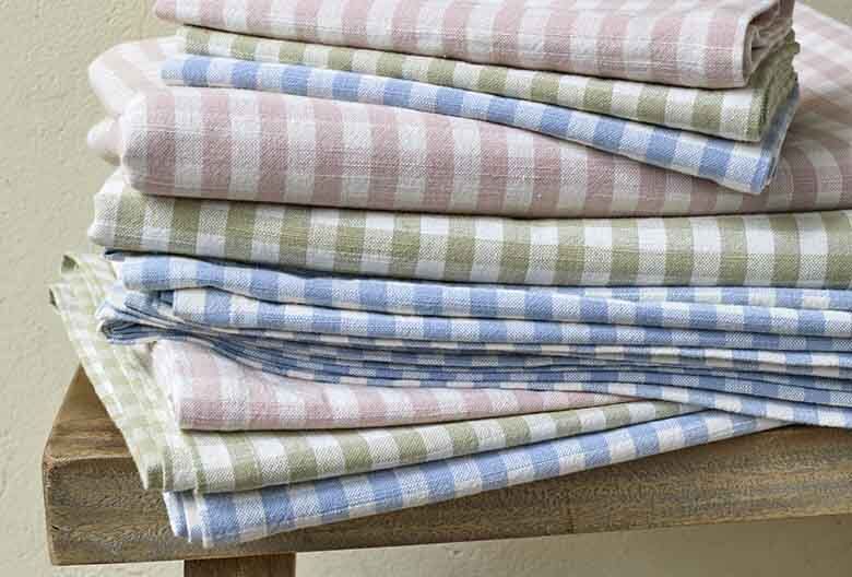 Gingham Tea Towel | Blue / Pale Olive (set of 2)