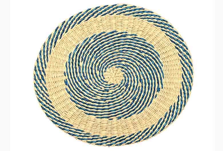 Salsa Circular Seagrass Mat | Blue/Green/Pink