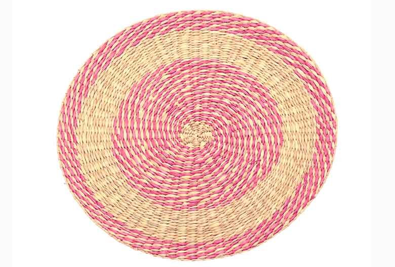Salsa Circular Seagrass Mat | Blue/Green/Pink