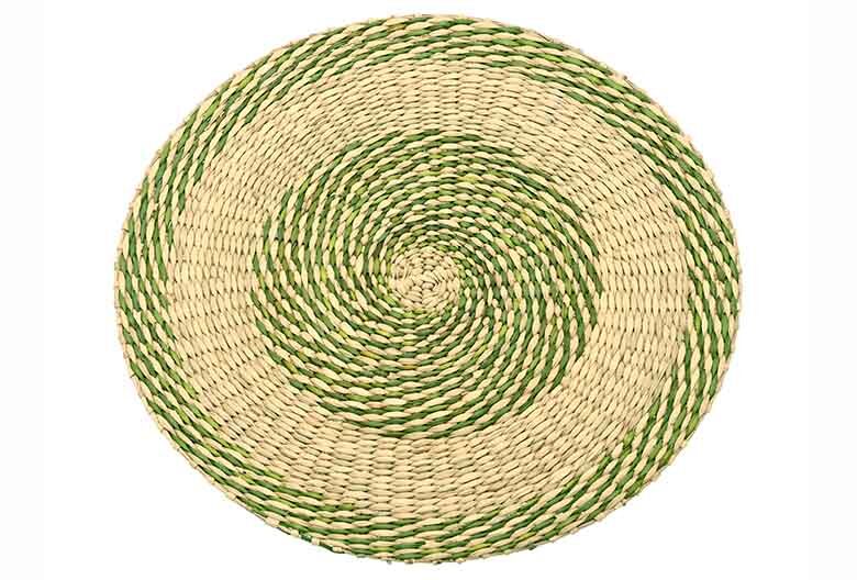 Salsa Circular Seagrass Mat | Blue/Green/Pink