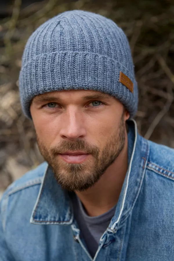 Merino Fisherman Beanie Dusty Blue
