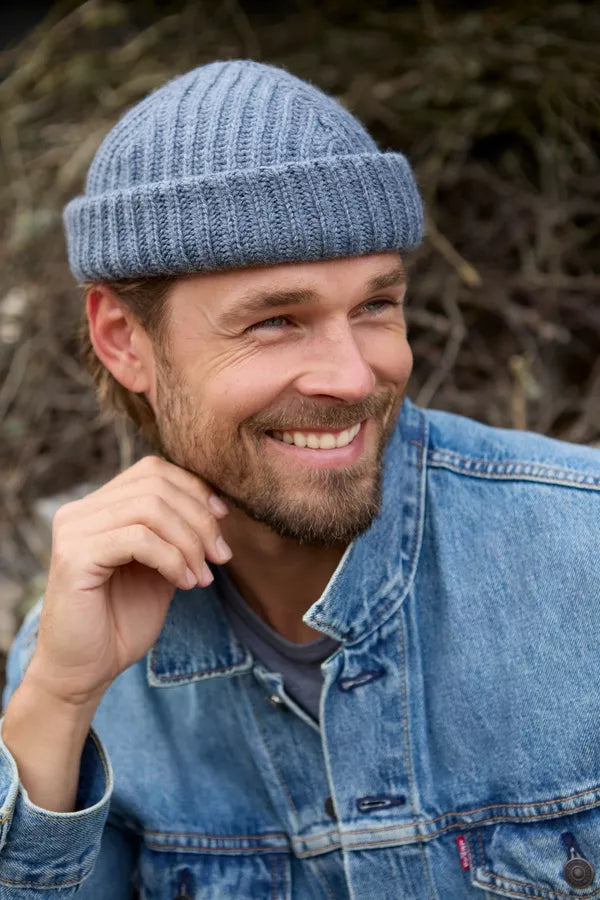Merino Fisherman Beanie Dusty Blue