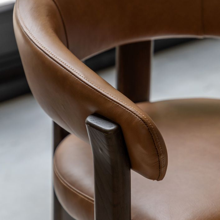 Olna | Tan Leather Dining Chair