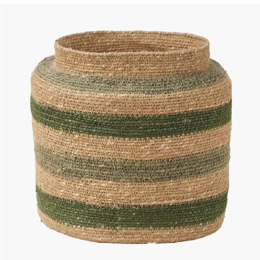 Seagrass Basket | Sage & Green Stripe