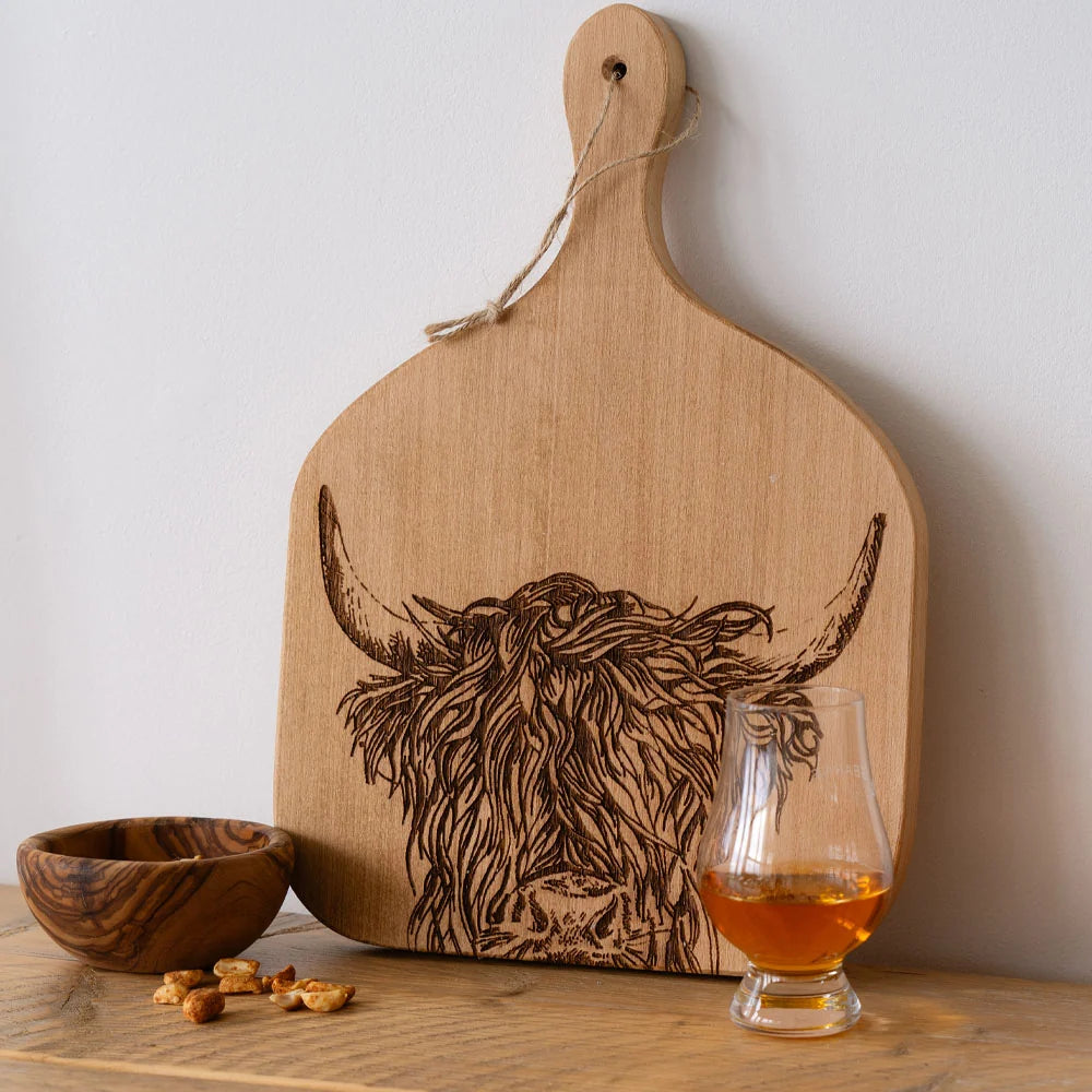 Highland Cow Beech Hanging Paddle | Medium