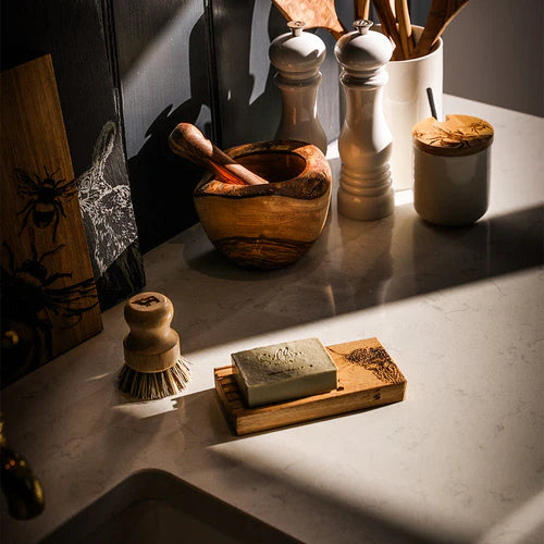 Oak Soap Dish & Soap Set