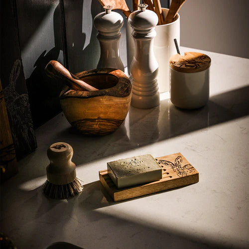 Oak Soap Dish & Soap Set