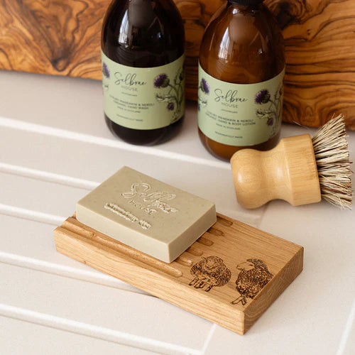 Oak Soap Dish & Soap Set
