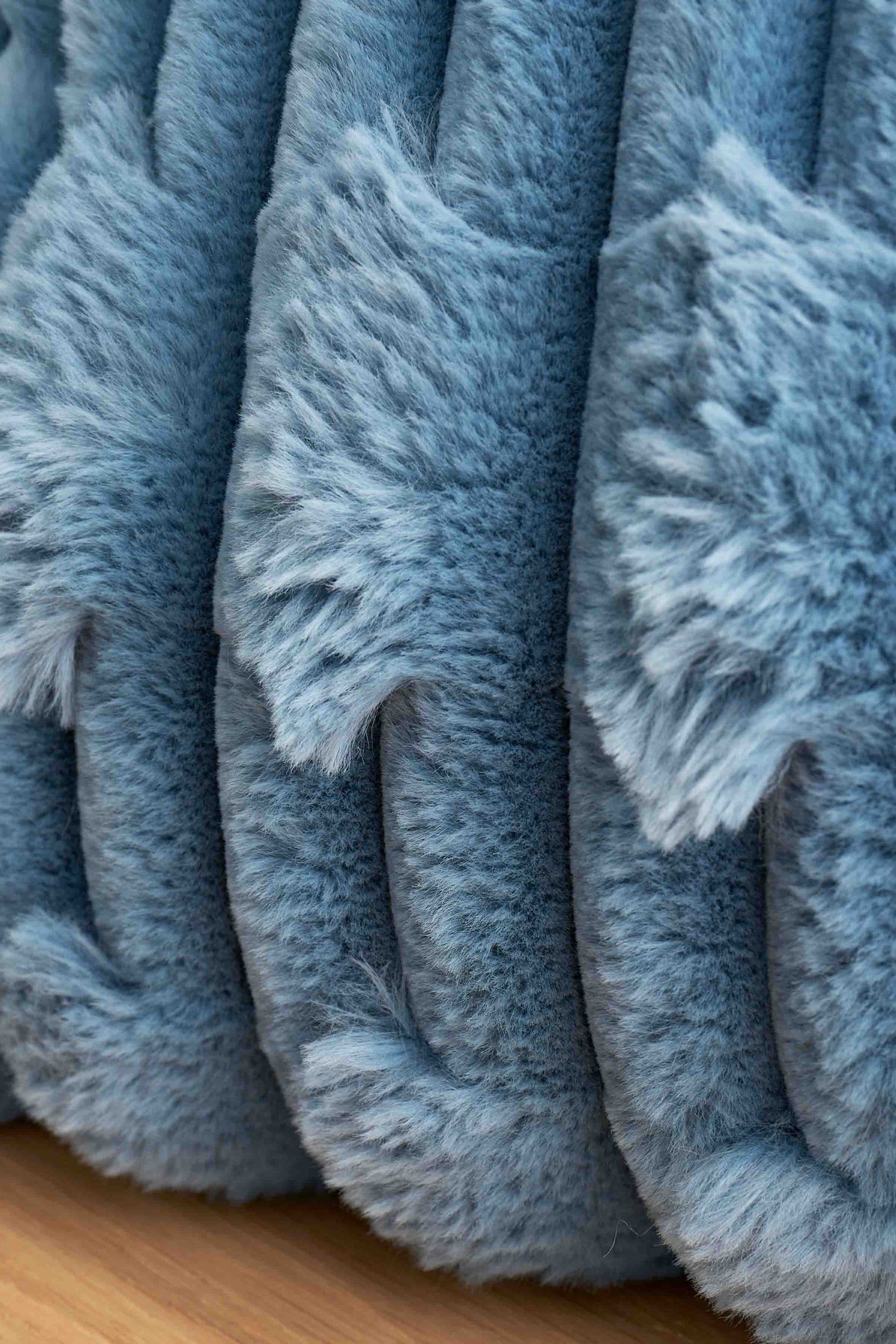 Carved Faux Fur Cushion | Blue