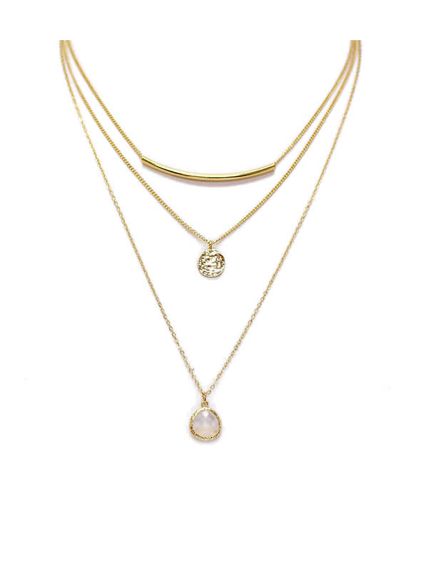 Multilayered Drop and Coin Necklace | Gold