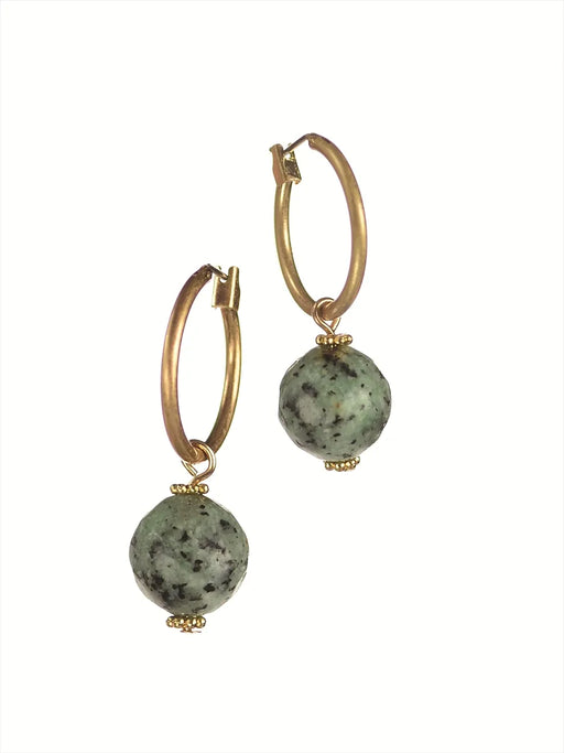 Wooden Turquoise Stone Bead | Earrings