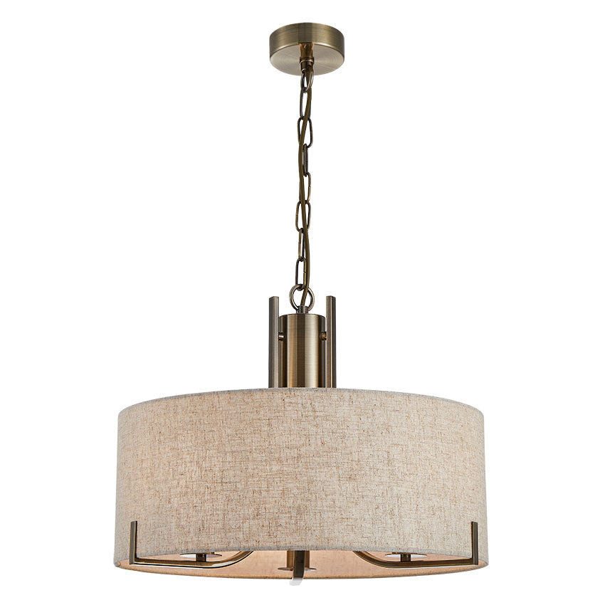 Antique Brass & Oatmeal Pendant | 3 Light