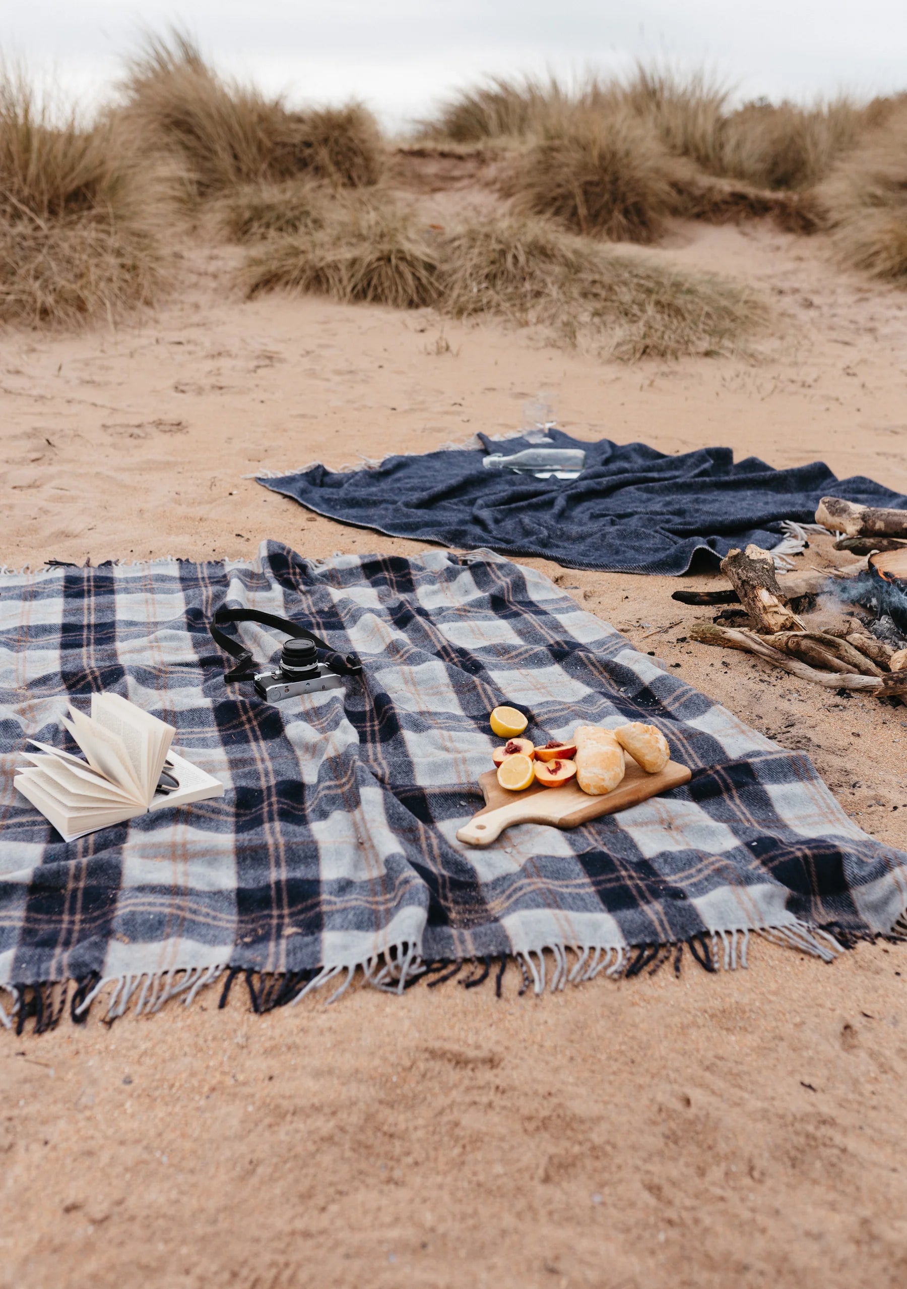 Wool Picnic Blanket  Bannockbane Silver Tartan