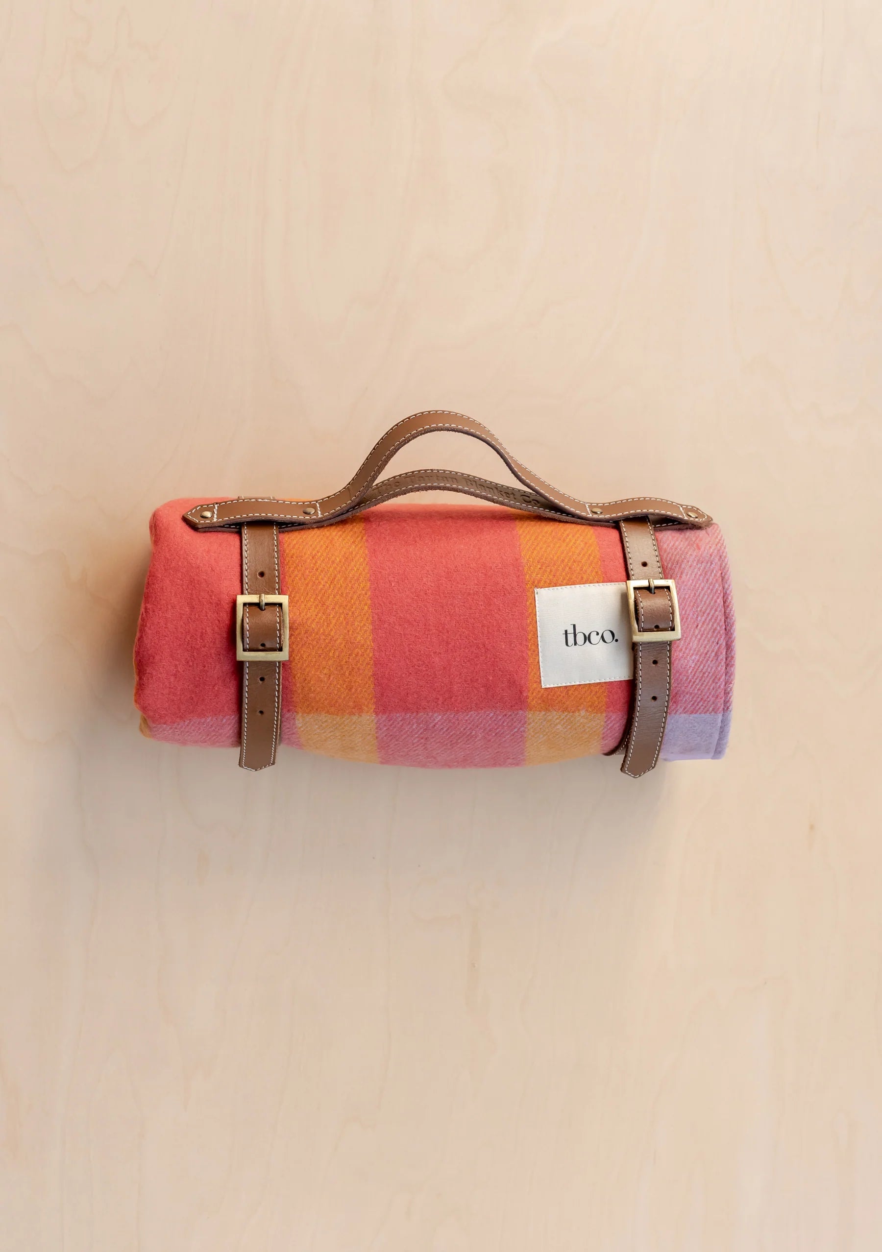 Recycled Wool Picnic Blanket | Orange Frame Stripe
