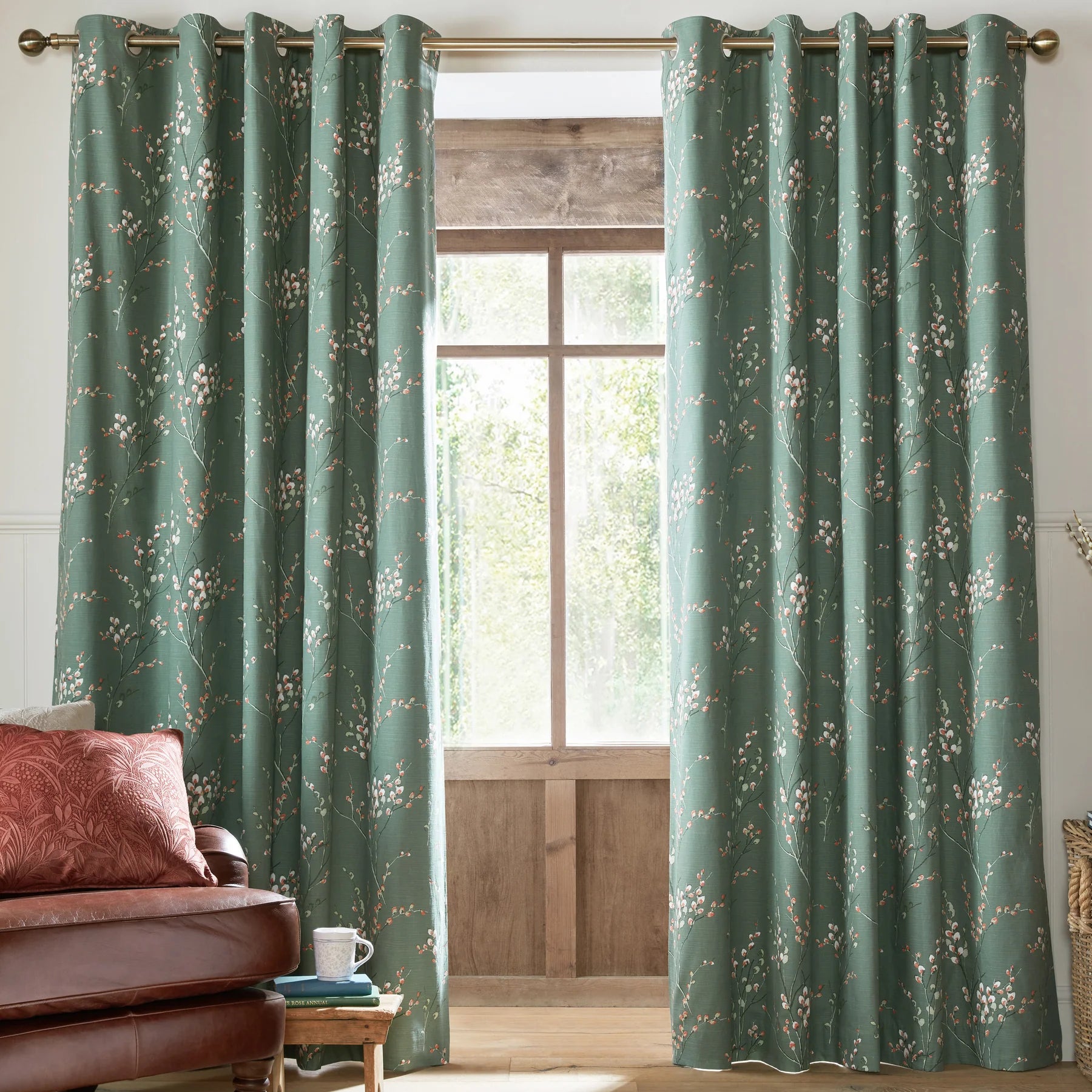 Pussy Willow Curtains | Fern Green