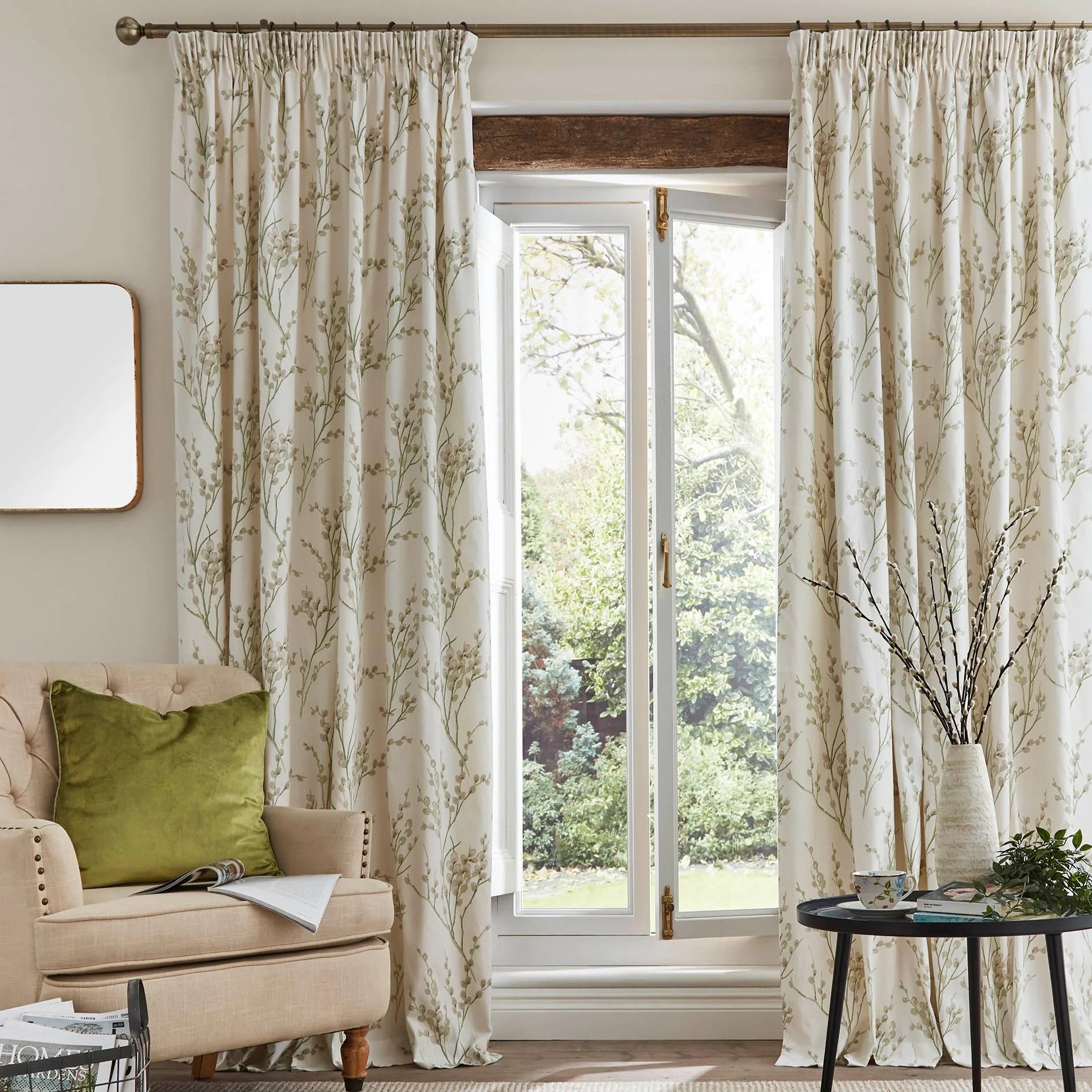Pussy Willow Curtains | Off White Hedgerow
