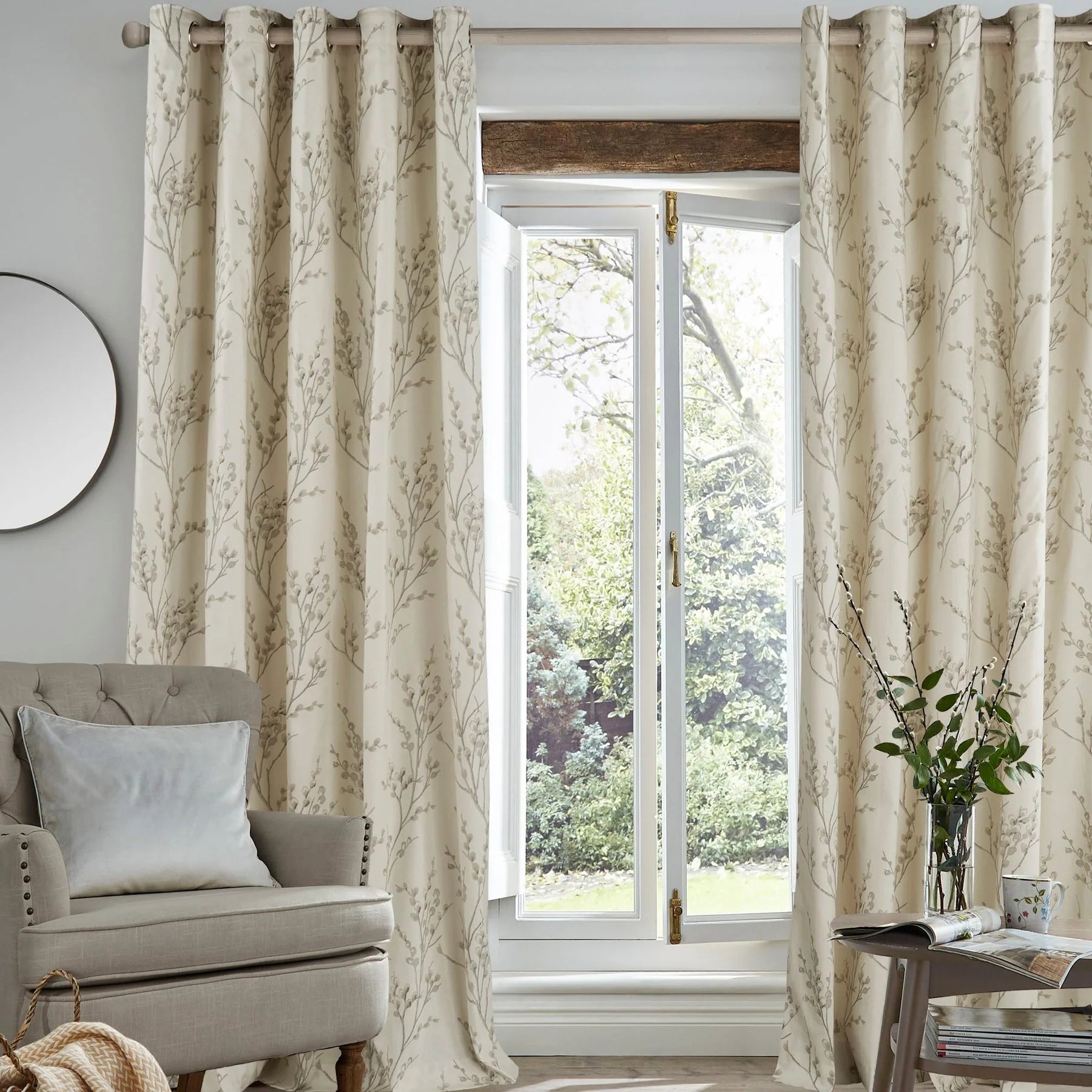 Pussy Willow Curtains | Off White Dove Grey