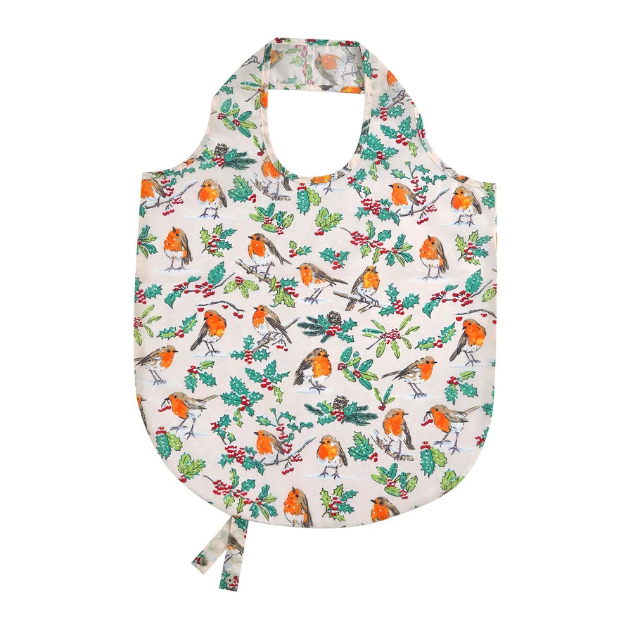 Christmas Robins | Foldable Tote Bag Medium | Green