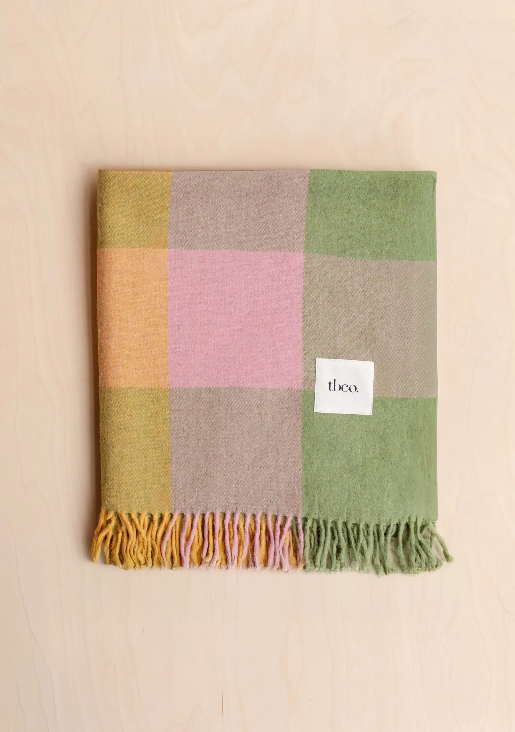 Wool Blanket  Green Bold Check
