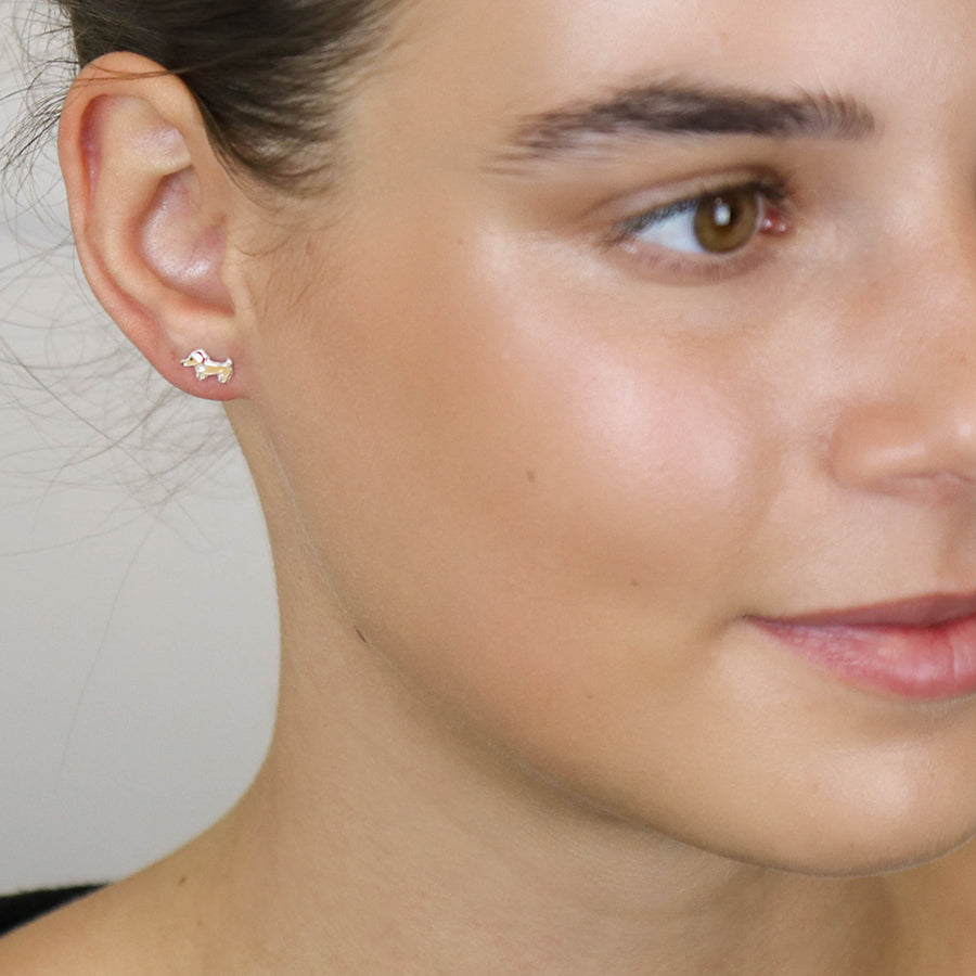 Christmas Daschund dog earrings-Sterling silver