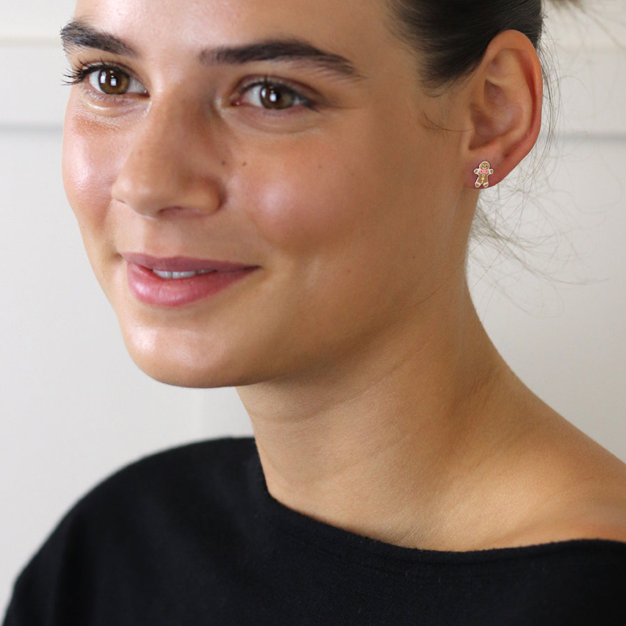 Christmas Gingerbread Men Earrings -Sterling silver