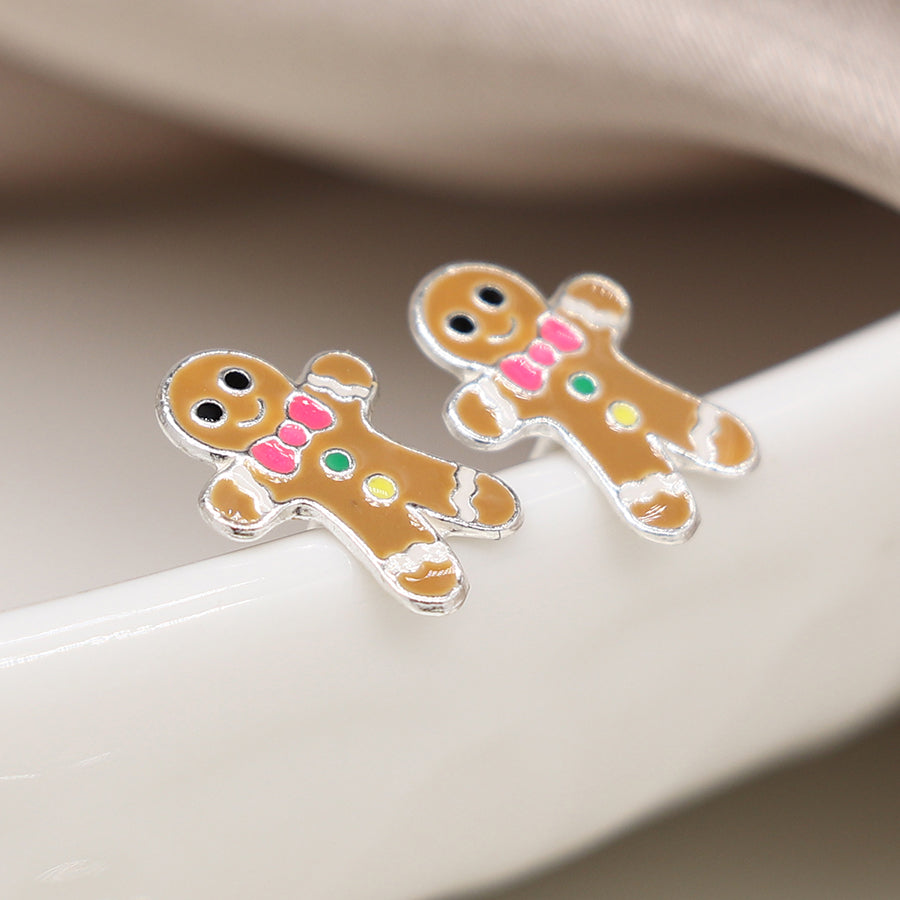 Christmas Gingerbread Men Earrings -Sterling silver