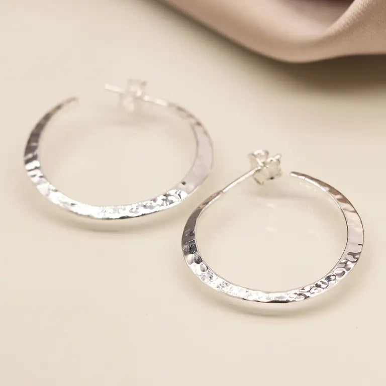 Hammered Hoops | Sterling Silver