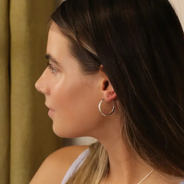Hammered Hoops | Sterling Silver