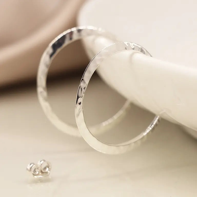Hammered Hoops | Sterling Silver