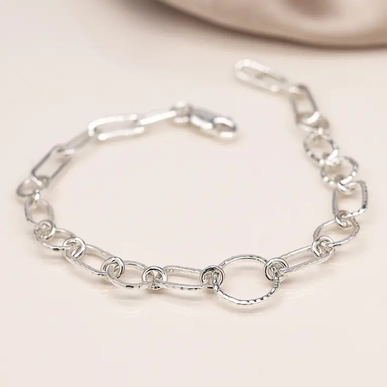 Hammered Links Bracelet | Sterling Silver