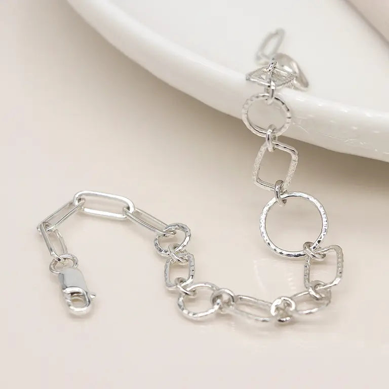 Hammered Links Bracelet | Sterling Silver