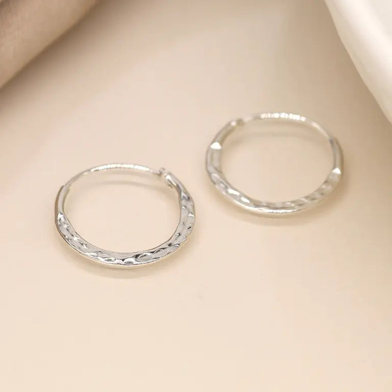 Little Hammered Hoops | Sterling Silver