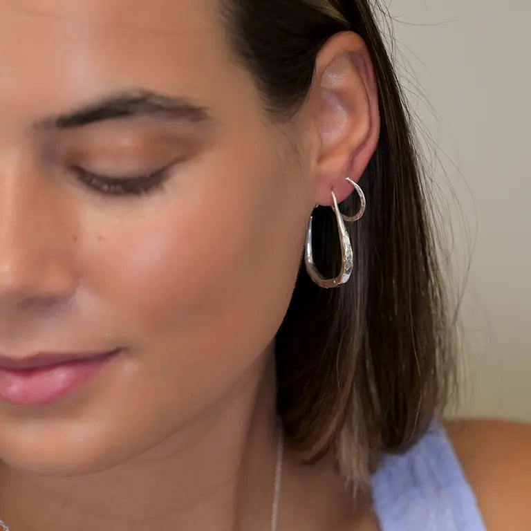 Little Hammered Hoops | Sterling Silver