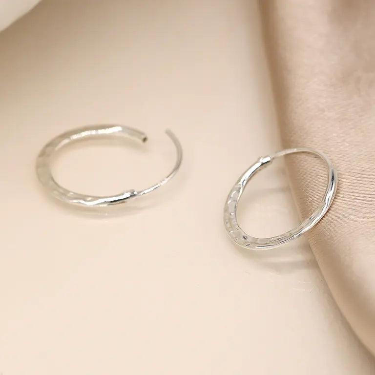 Little Hammered Hoops | Sterling Silver