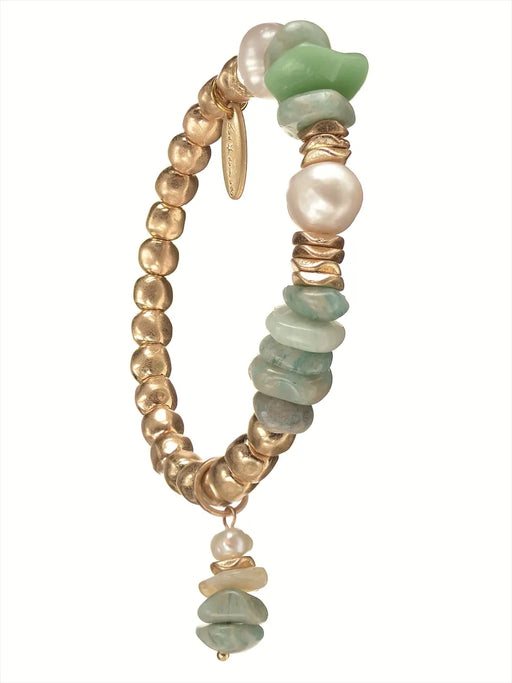 Turquoise Stone Chips Bracelet | Golden